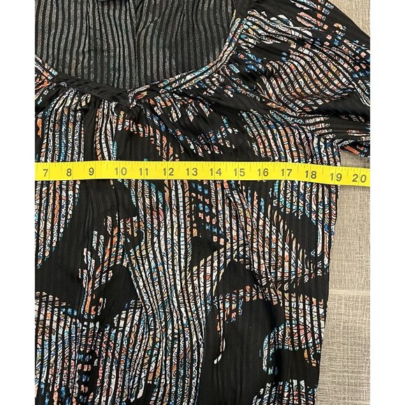 Anthropologie Maeve Madeira Black Burnout Blouse XS Size Satin Top Paisley - Picture 8 of 14